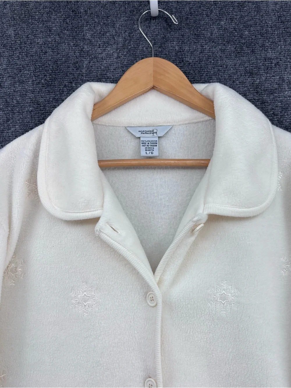 VTG Northern Reflections Off White Fleece Grandmacore Cottagecore Jacket Size L